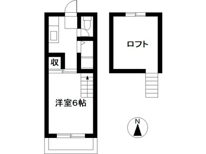 101コーポ月見ヶ丘(1K/2階)の間取り写真