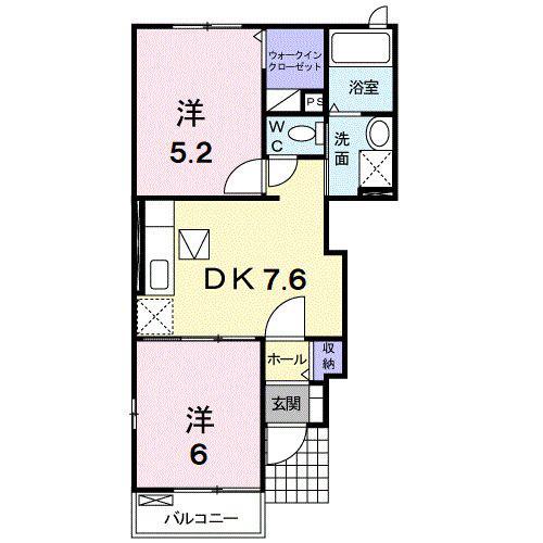 サルウェ-B(2DK/1階)の間取り写真