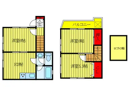 堀船4丁目戸建(3K/1階)の間取り写真