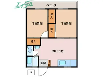 第二泰和マンション(2DK/3階)の間取り写真