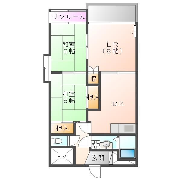 ASHIビル(3DK/4階)の間取り写真