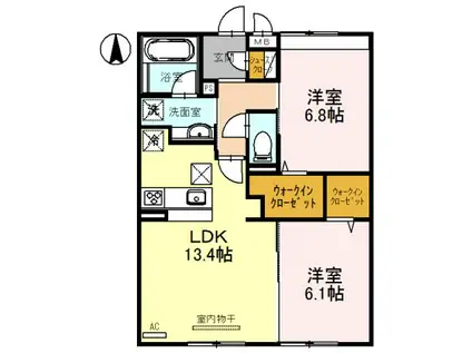 BNEXT 嵯峨(2LDK/1階)の間取り写真