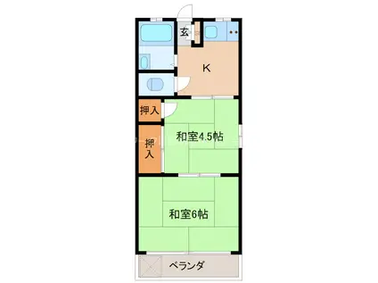 コーポ静風(2K/1階)の間取り写真