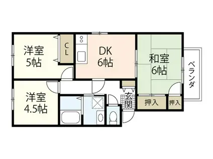 ファミーユ矢野東 B棟(3DK/1階)の間取り写真