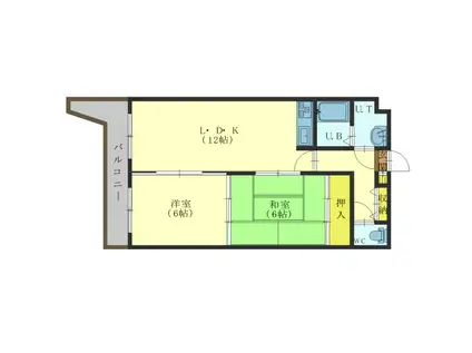 クレステージ田家(2LDK/2階)の間取り写真