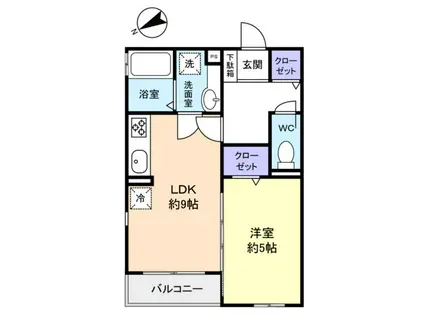 HILLS VIEW(1LDK/3階)の間取り写真