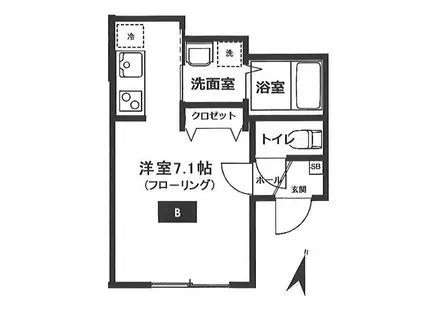 GARLAND(ワンルーム/1階)の間取り写真