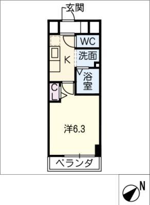 ラグゼナ上前津(1K/9階)の間取り写真