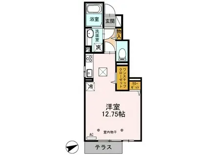 フロール パーク 堀米町(ワンルーム/1階)の間取り写真