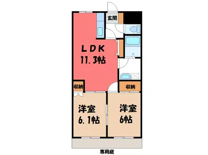 エスポアールK(2LDK/1階)の間取り写真