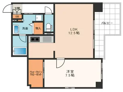 BRAVI南堀江(1LDK/9階)の間取り写真