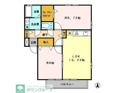 グランメール(2LDK/1階)の間取り写真