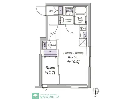 アトリオフラッツ清澄白河(1LDK/5階)の間取り写真