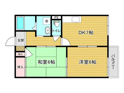 ハイツアシーネ(2DK/1階)の間取り写真