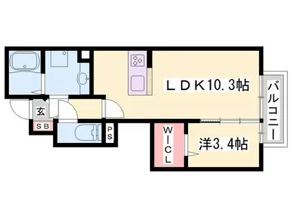 ボヌールひかりが丘(1LDK/1階)の間取り写真