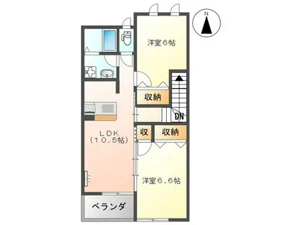 美和II(2LDK/2階)の間取り写真