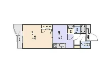 グリーンツリー(1DK/2階)の間取り写真