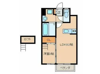 FARPLACE小倉西B棟(1LDK/2階)の間取り写真