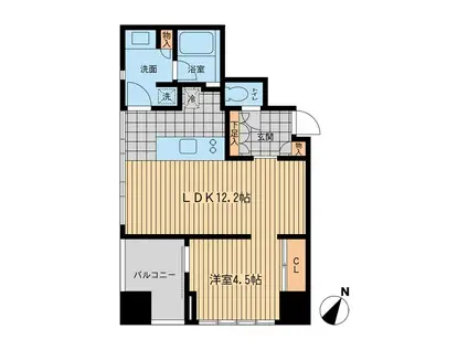 ウィルテラス勝どき(1LDK/7階)の間取り写真