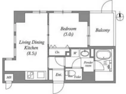 MSR京都二条城(1LDK/6階)の間取り写真