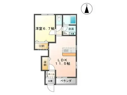 ヴィレッジ大倉(1LDK/1階)の間取り写真
