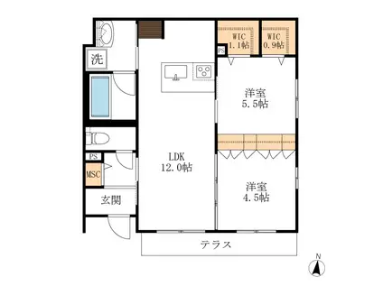 メゾン・ド・ファミーユ(2LDK/1階)の間取り写真