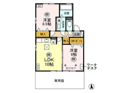 アルシオーネ B 新井町(2LDK/1階)の間取り写真