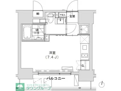 グランディオール広尾テラス(ワンルーム/12階)の間取り写真