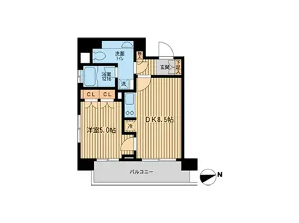 ラクラス田町(1LDK/4階)の間取り写真