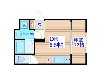 あすと五十人町II(1DK/1階)の間取り写真