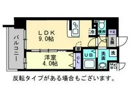ミラージュパレス福山駅前(1LDK/8階)の間取り写真