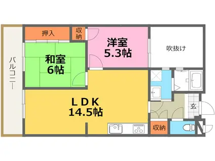 第17共立ビル(2LDK/13階)の間取り写真