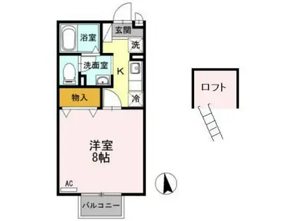 セジュール学園通(1K/2階)の間取り写真