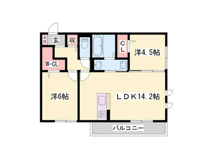 D-ROOM天神 A棟(2LDK/1階)の間取り写真