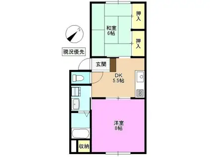 レジデンスおおくら(2DK/2階)の間取り写真