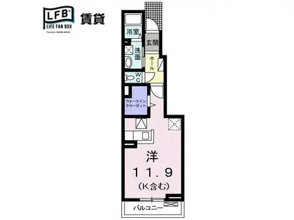 サニー ブライト II(ワンルーム/1階)の間取り写真