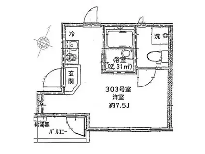 プログレス(ワンルーム/3階)の間取り写真