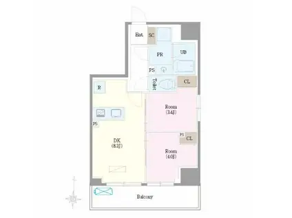 ロイジェント扇橋(2DK/4階)の間取り写真