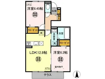 メゾン・ソレイユII(2LDK/1階)の間取り写真
