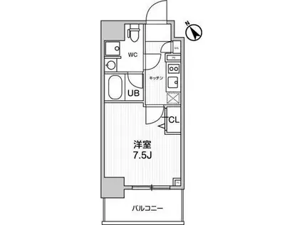 グランドコンシェルジュ浅草橋(1K/2階)の間取り写真