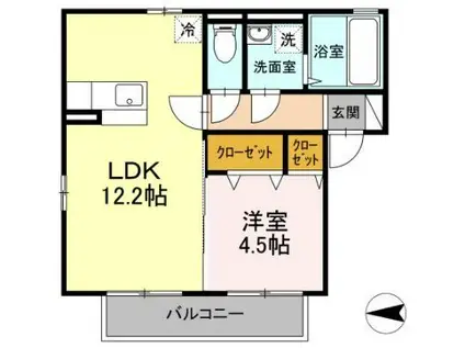 コーポ・ゼルコバ(1LDK/2階)の間取り写真