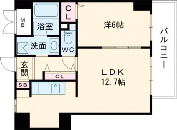 モンテルーチェ甲南(1LDK/6階)の間取り写真