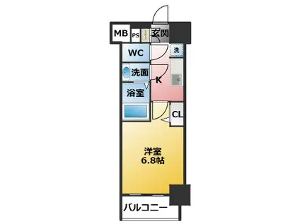 ディアレイシャス名古屋太閤通II(1K/5階)の間取り写真