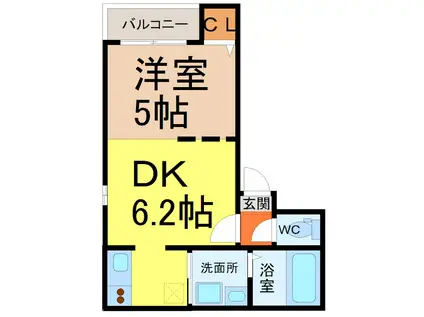 FELICE VI(1DK/2階)の間取り写真