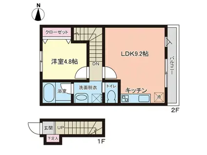 PREMORY名取駅前(1LDK/2階)の間取り写真