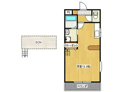 サニーフラット瑞穂(ワンルーム/2階)の間取り写真