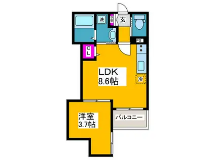 ASTRA SUGIMOTO(1LDK/2階)の間取り写真