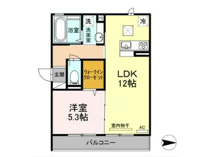 シリウス A棟(1LDK/1階)の間取り写真