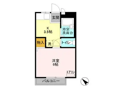 シティハイツヒロセB(1K/2階)の間取り写真