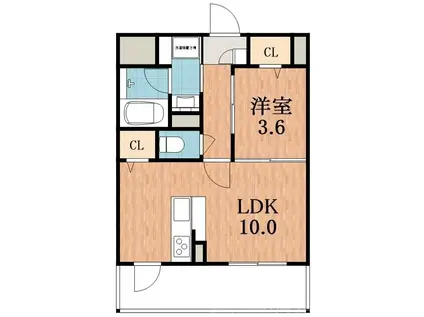 PERIDOT長居公園(1LDK/4階)の間取り写真
